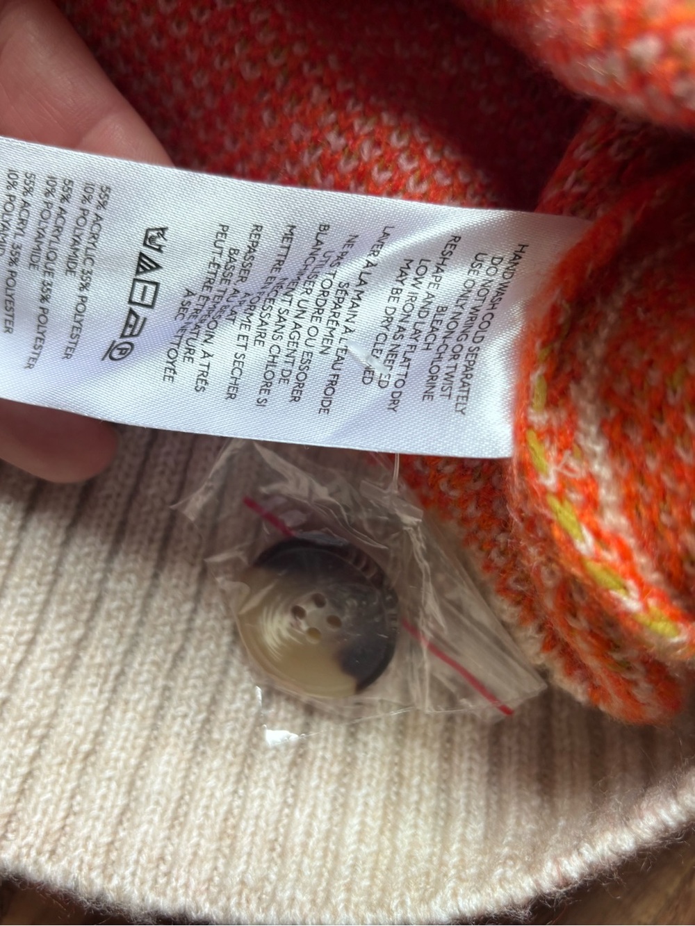 Maeve Cream Cardigan with Bright Orange Floral Knit - Picture 4 of 4